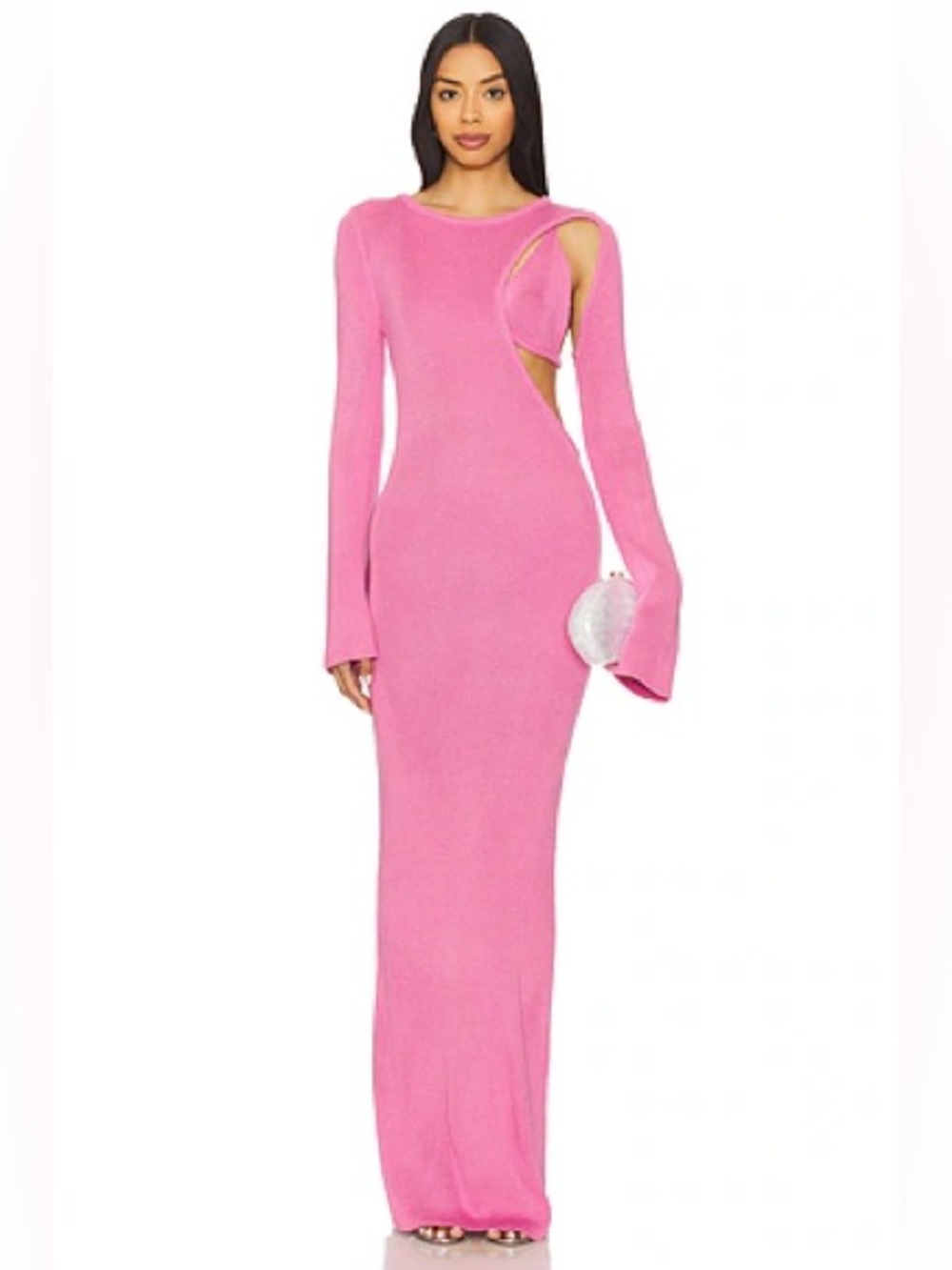 Baobab Collection guava Pink Long Sleeve Cutout Maxi Dress